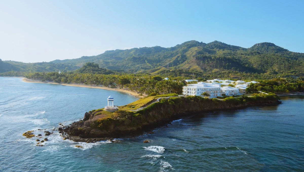 White buildings of the Senator Puerto Plata coastal development in the Dominican Republic